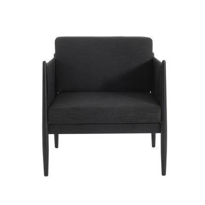 The Dawson - Club Chair is a modern black armchair with a rectangular backrest, cushioned seat, and slim angled legs, shown from the front against a white background.