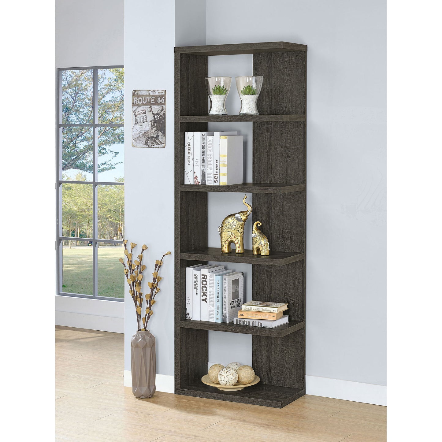 5 Shelf Bookcase - Gray