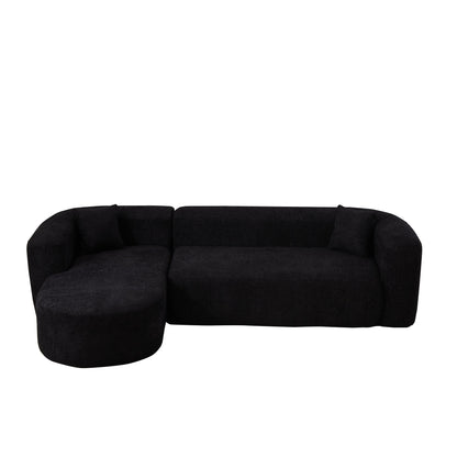 L - Shape Boneless Cloud Couch With 2 Throw Pillows For Living Room