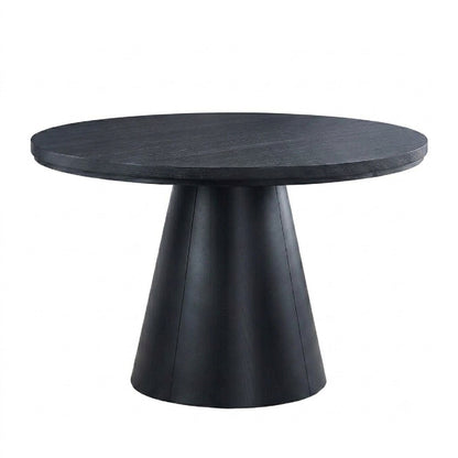 Round Dining Table With Cone Shaped Base - Black