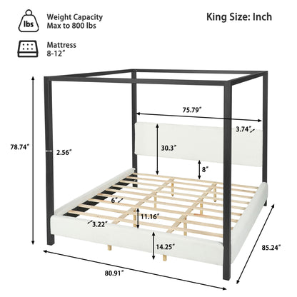 Modern Canopy Bed With Upholstery