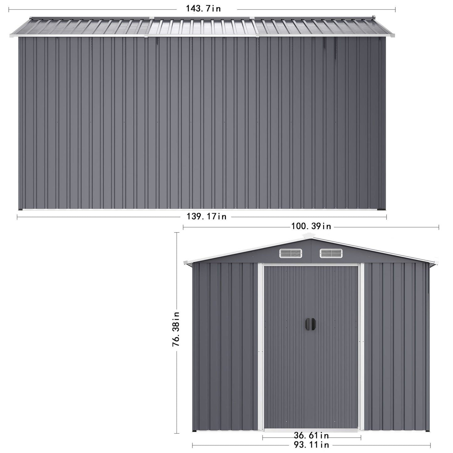 Outdoor Storage Shed Large Metal Tool Sheds, Heavy Duty Storage House With Sliding Doors