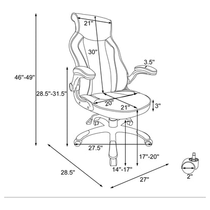 Adjustable Height Office Chair With Ergonomic Design And Swivel Mechanism - Black
