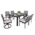 Dark Brown / 7 Pc. Table, 2 Swivel Chairs, 4 Arm Chairs