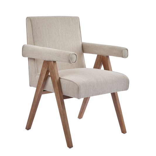 Contemporary Poppy Fabric Dining Armchair With Rubberwood Legs