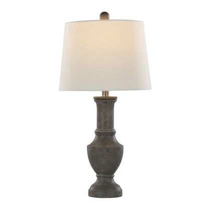 The Chateau Contemporary Table Lamp set features a dark, textured urn-shaped base in Acid Griffin/Nickel and a round, off-white fabric shade, shown against a plain white background.