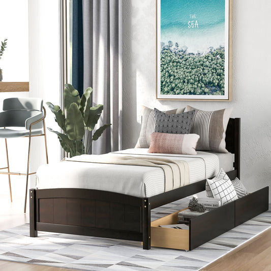 Platform Bed & Headboard, Footboard And Wood Slat Support
