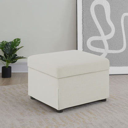 Merced - Upholstered Hydraulic Lift Top Storage Ottoman - Beige