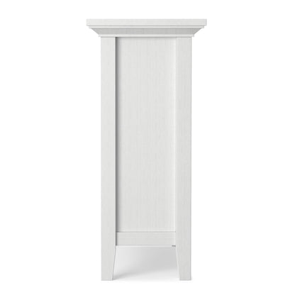 Side view of the Redmond - Handcrafted Low Storage Cabinet in white, featuring a simple rectangular design, flat top, straight legs, and clean lines for a modern minimalist look.