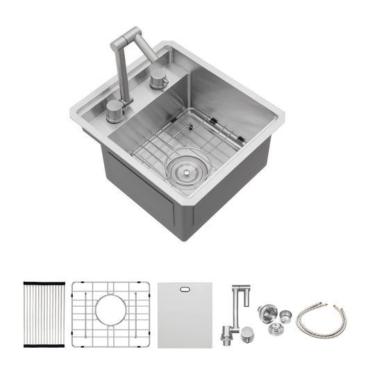 Modern Undermount Bar Sink With Folding Faucet