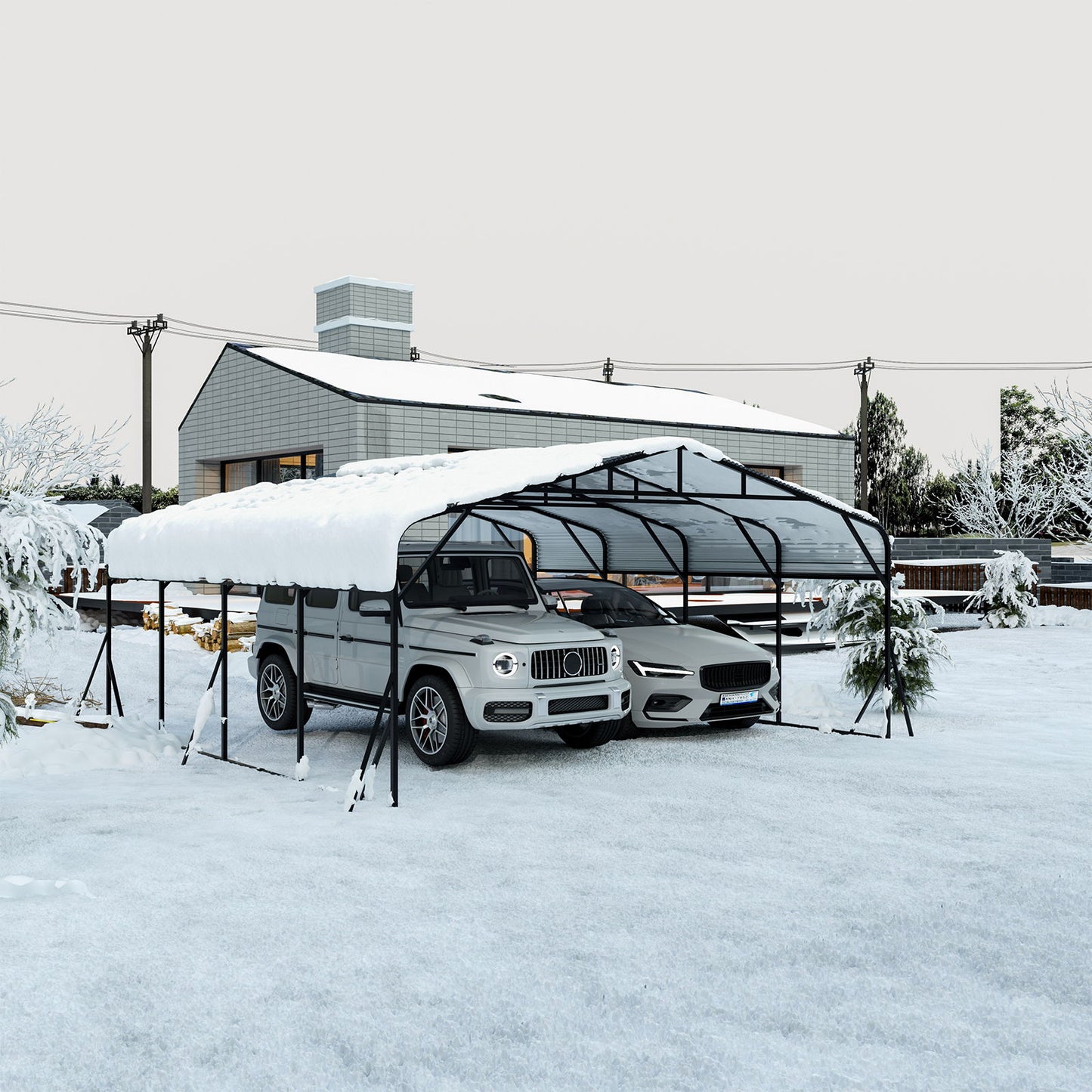 Heavy Duty Carport, All Weather Shelter - Black