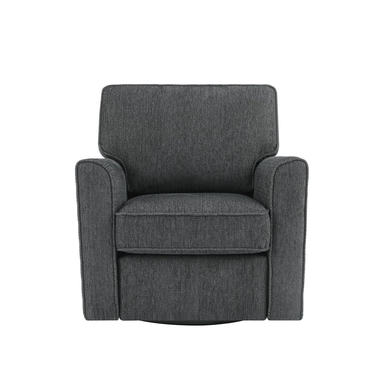 360° Swivel Accent Barrel Armchair With Side Pockets, Compact Design