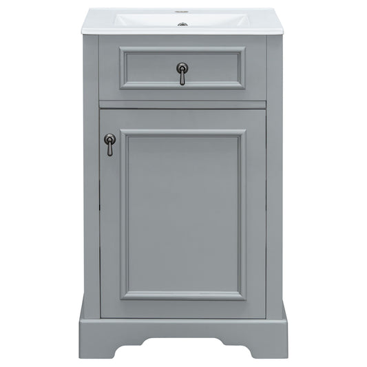 Elegant Bathroom Vanity With Ceramic Sink, Soft Close Door, Adjustable Shelf