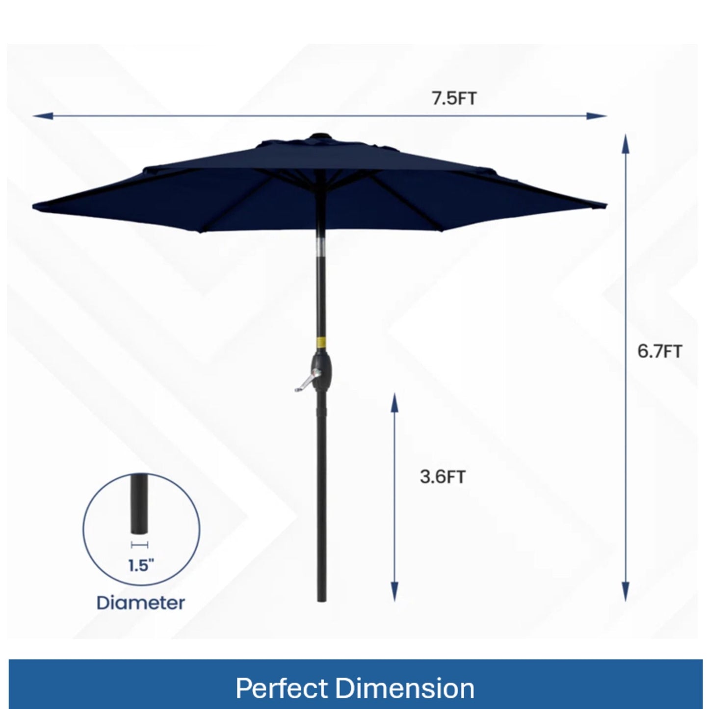 Umbrella With Crank Lift & Tilt, UV-Resistant Canopy For Patio