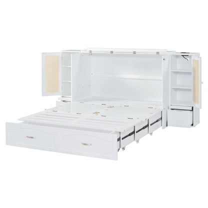 Murphy Wall Bed With Drawer And Rattan Decoration