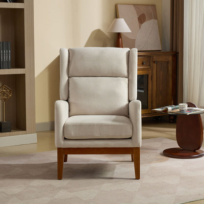 Wide Modern Accent Chair With Wood Legs For Living Room