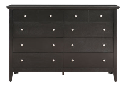 The Elegant Casual Dresser For Any Room is a black wooden dresser with twelve drawers, each with a round silver knob. It features a simple, modern design with clean lines and a flat top surface.