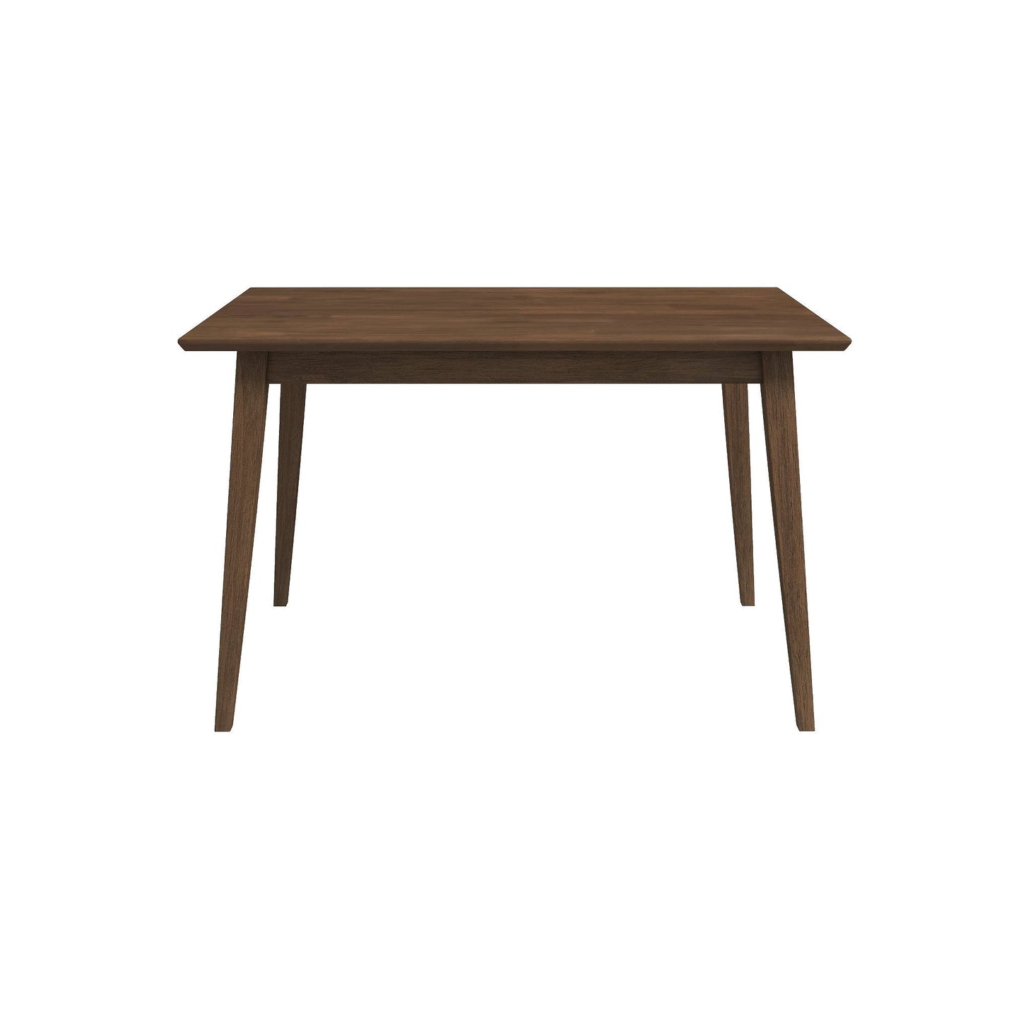 The Levi - Modern Style Rectangular Dining Kitchen Table features four angled legs, a sleek dark brown finish, and a simple modern design, shown here against a white background.