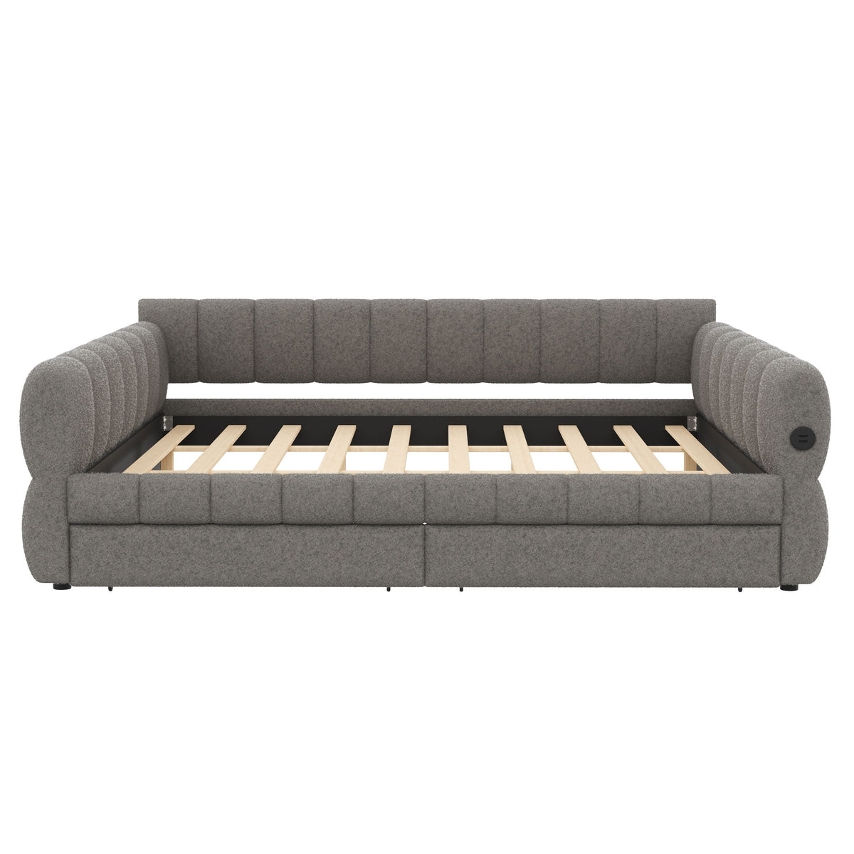 Upholstered Platform Bed With USB Charging And 2 Storage Drawers
