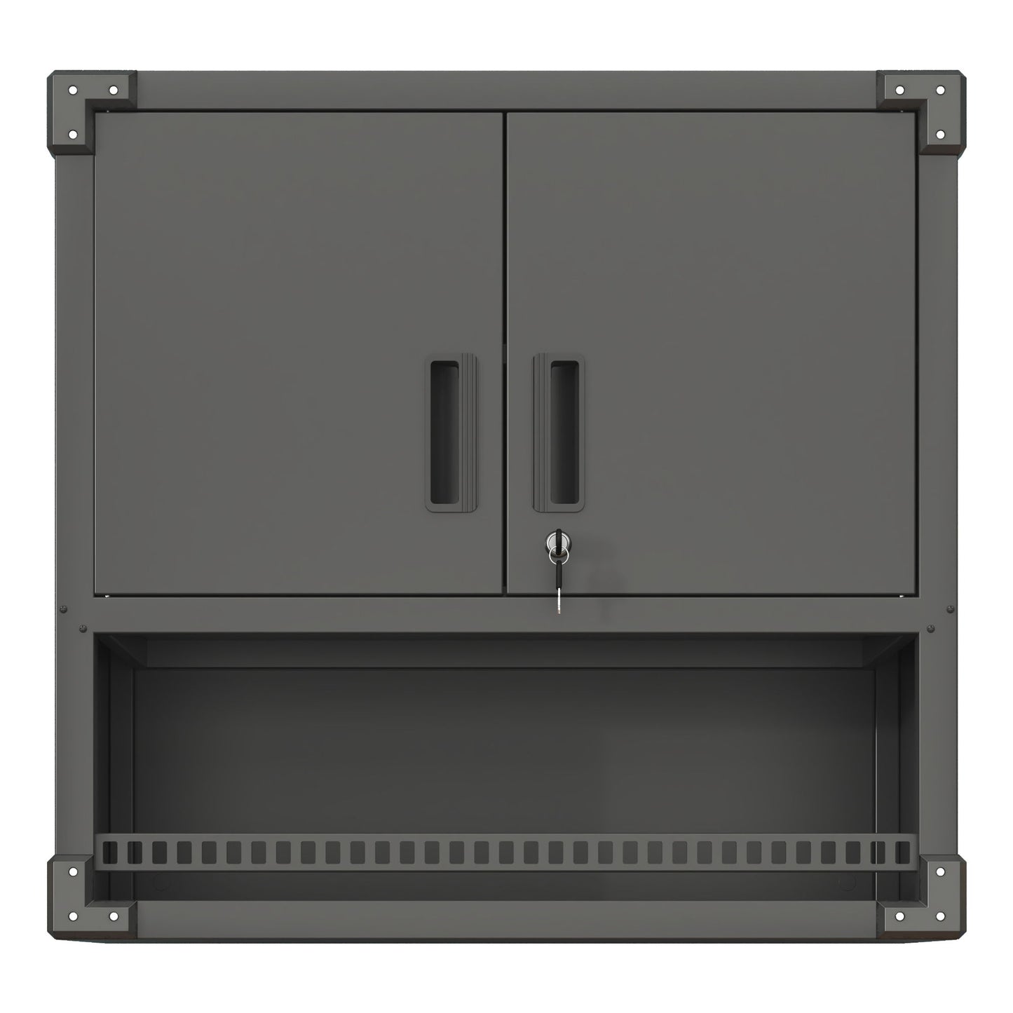 Metal Wall Mounted Tool Storage Cabinet With Locking Door, 1 Shelf & 1 Drawer