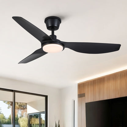 Outdoor Waterproof Ceiling Fan With Light And Quiet DC Motor, Blades For Bedroom - Black