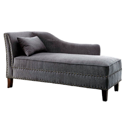 Chaise With Nailhead Trim And Plush Pillow