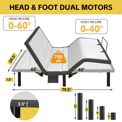 Ergonomic Adjustable Bed & Zero Gravity Base