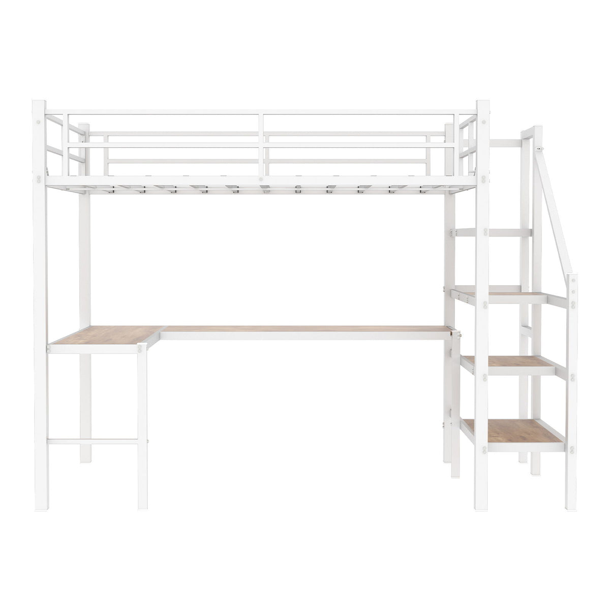 Loft Bed With L-Shaped Desk, Large Storage Space