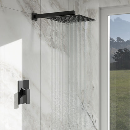 Shower Faucet Set With Rainfall Shower Head And Shower Valve, Stainless Steel And Brass