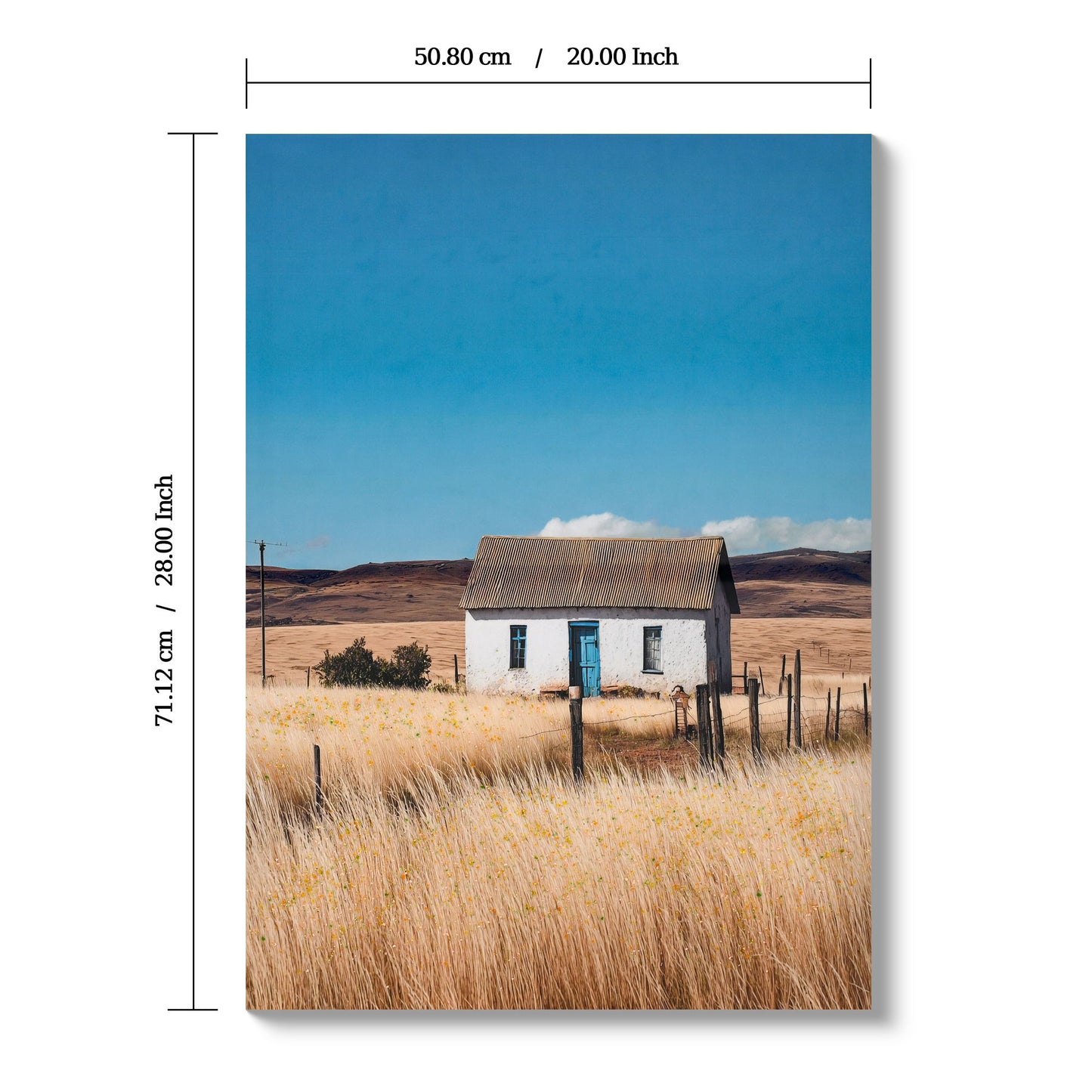 House, Barn Picture Wall Art For Home Decor - Natural / Blue