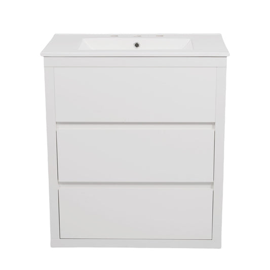 Double Sinks Bathroom Vanity Set With 2 Ceramic Basins