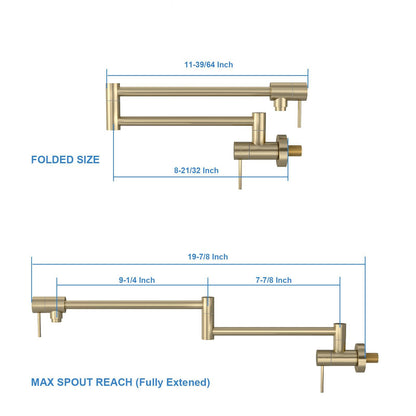 Modern Design Pot Filler Faucet Wall Mount Kitchen Sink, Folding Stretchable