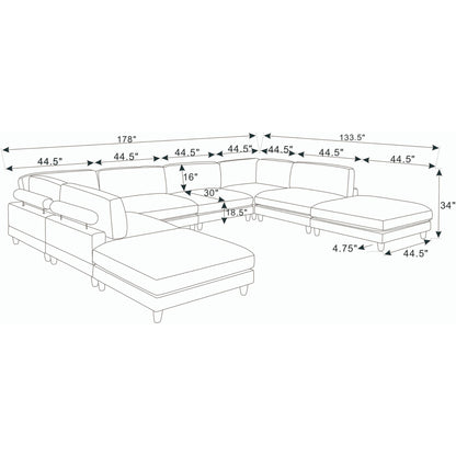 Modern Modular Sectional With Adjustable Back Support