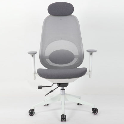 High Back Swivel Desk Chair With Height Adjustable Backrest, 3 Tilt Lock & Rotatable Headrest - Milk White