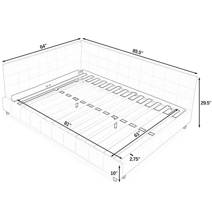 Storage Upholstered Tufted Bed Frame With Backrest And Armrests