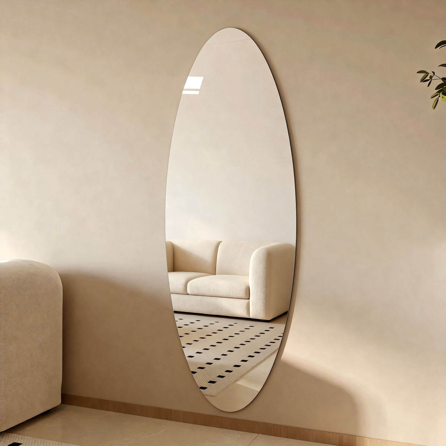 Modern Oval Full Length Wall Mirror