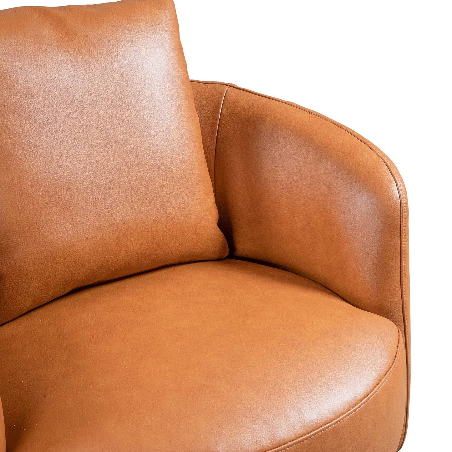 Close-up of the Dylan - Boucle Lounge Chair, a modern tan piece with a matching cushion, smooth rounded edges, and plush upholstery, set against a white background.