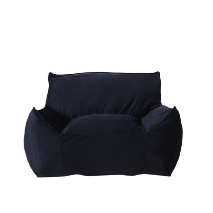 Allea - Velveteen Bean Bag Chair With Armrests - Midnight Blue