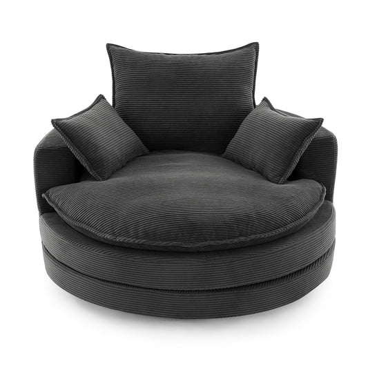 360° Swivel Accent Barrel Chair With Dual Layer Cushion And 3 Removable Pillows