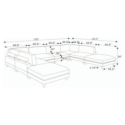 Modern Modular Sectional With Adjustable Back Support