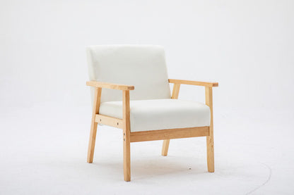 The Bahamas - Linen Fabric Chair features a modern light wood frame with white cushioned seat and backrest, shown against a plain white background.