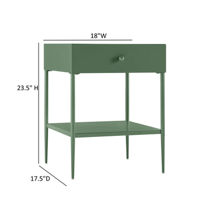 Colette - 1 Drawer Nightstand With Bottom Shelf - Green