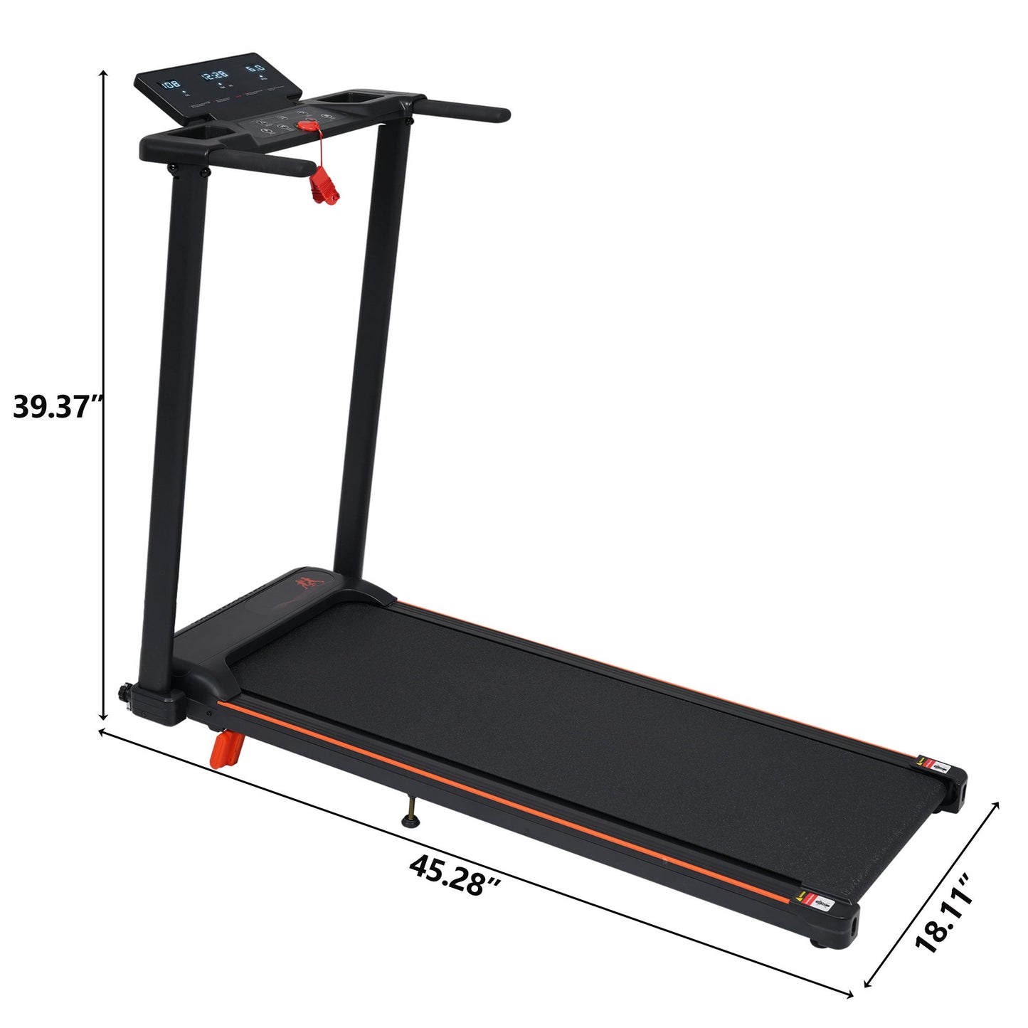 Treadmill With 8% Incline, Portable Treadmills For Home - Black