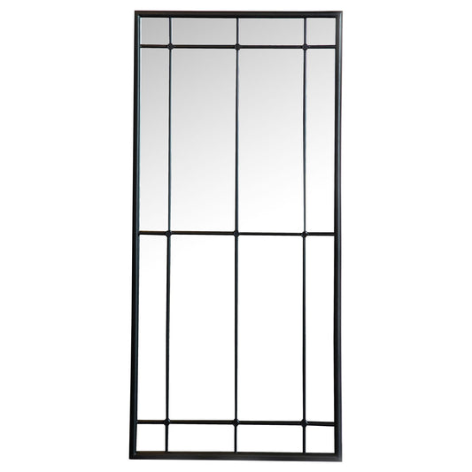 Harvik - Window Pane Wall Mirror With Linear Trim - Black