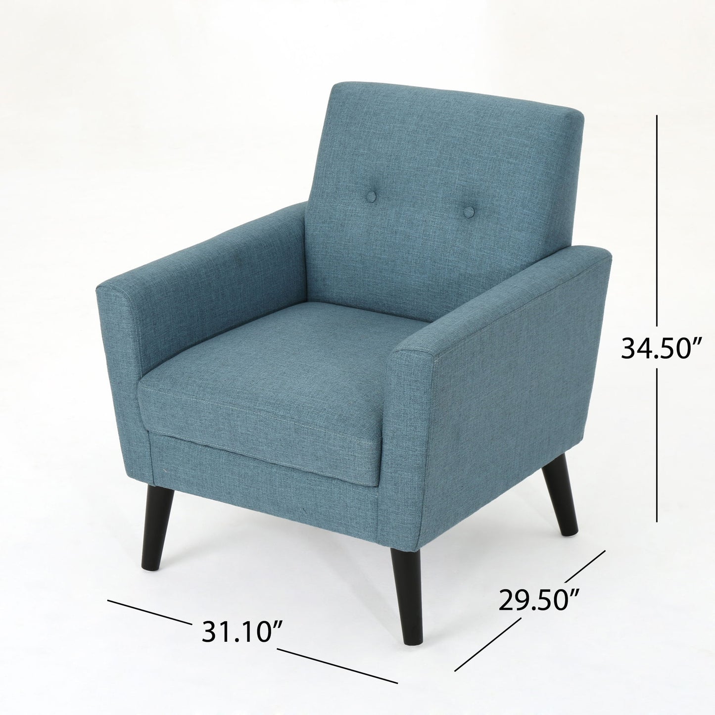 Radiantize - Upholstered Fabric Club Chair With Square-Off Back And Button Tufted