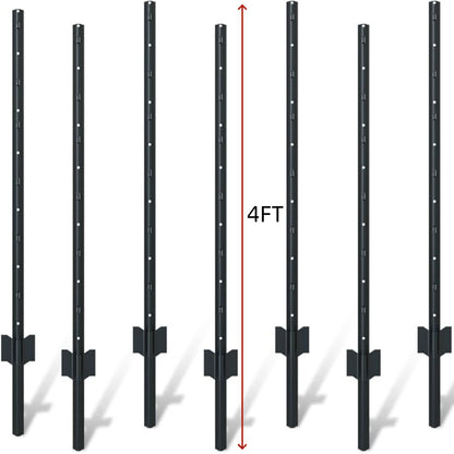 4 Foot U-Shaped Metal Garden Fence Posts Set For Wire Fencing