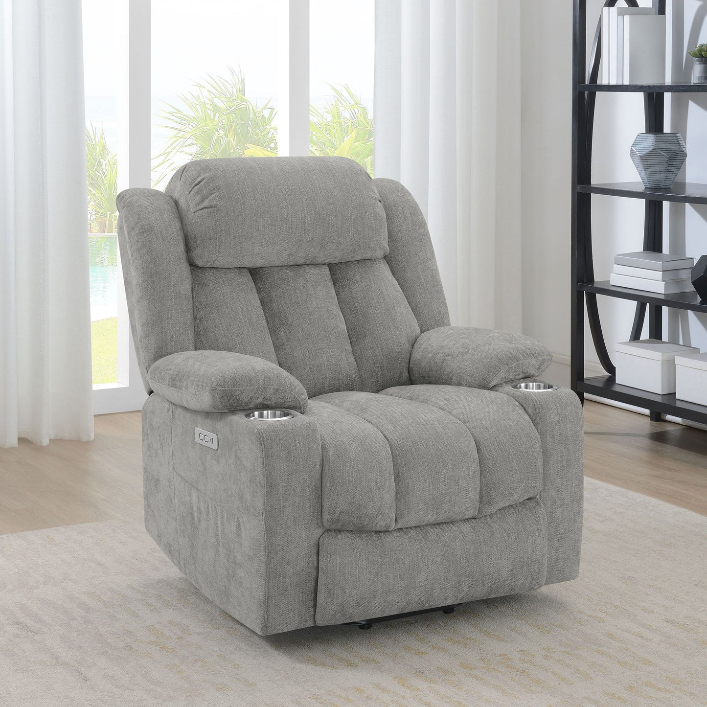 Beca - Upholstered Power Lift Recliner With Cupholders And USB Charging