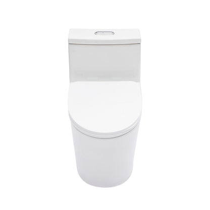 1 Piece Toilet For Bathroom, Dual Flush 1.24 / 1.43 Gpf, Soft Closing Seat - White