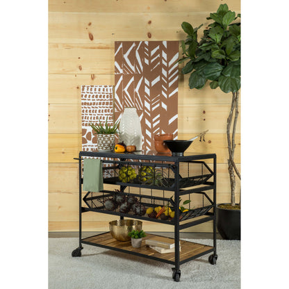 Ingalls - Accent Storage Cart With Casters, Shelves - Black