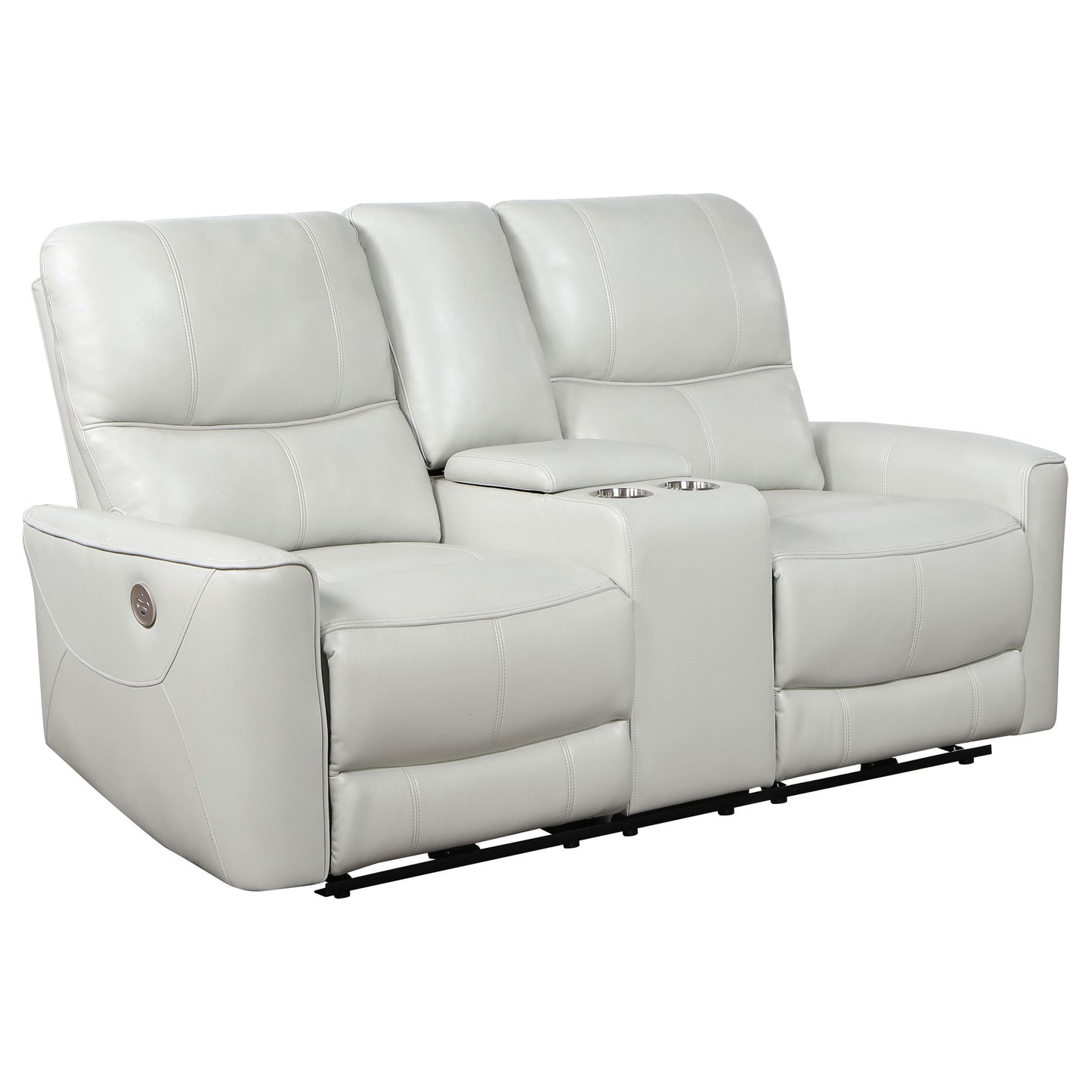 Denson - Upholstered Power Reclining Loveseat With Console And USB Port - Gray